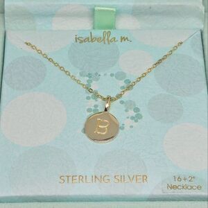 Isabella M 925 Sterling Silver Initial B Necklace Gold Vermeil Quiet Luxury GIFT